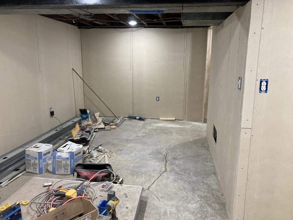 Basement in progress during restoration and rebuild