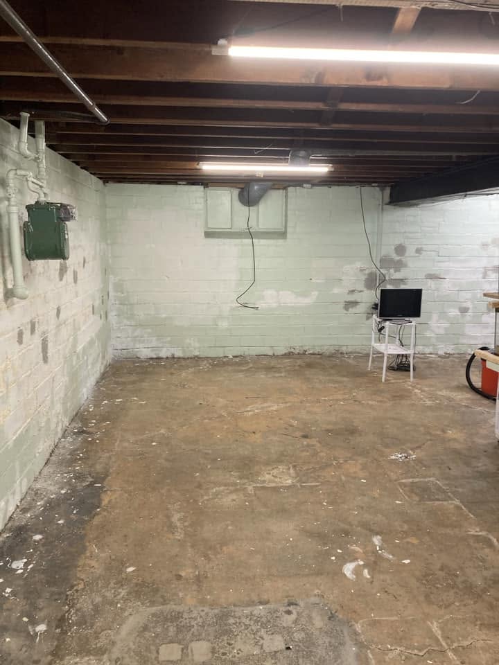 Cleaned basement after water damage remediation